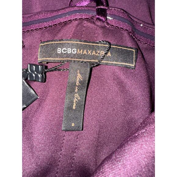 BCBGMAXAZRIA Women’s Size 0 Plum Halter Evening Gown Beaded Formal Dress - Picture 10 of 10